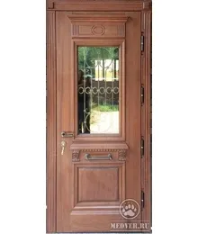 Металлическая дверь с ковкой и стеклом-1